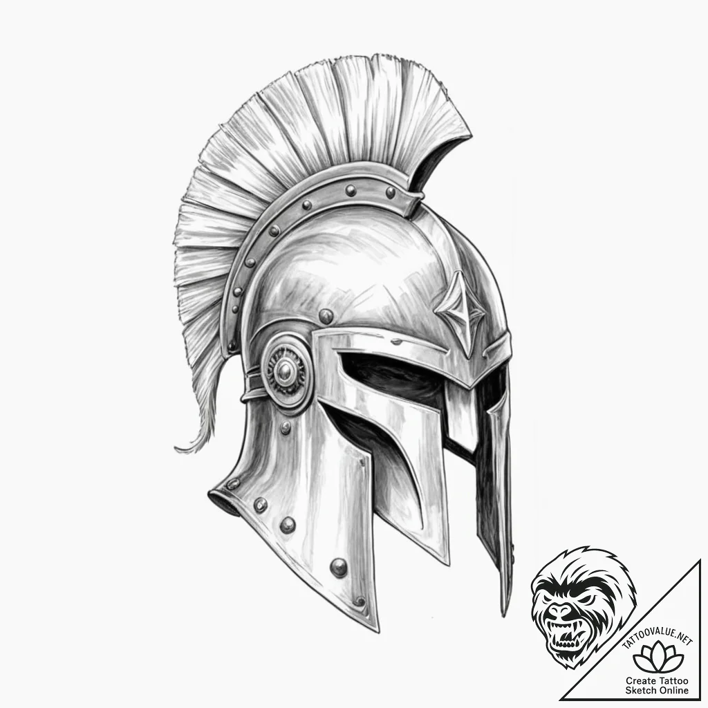 Spartan helmet - tattoo sketch (№1752274838_0, 11.07.2025 23:00) — tattoovalue.net