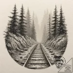 An abandoned railway track disappearing into… – tattoo sketch (№1752274921_0, 11.07.2025 23:02) — tattoovalue.net