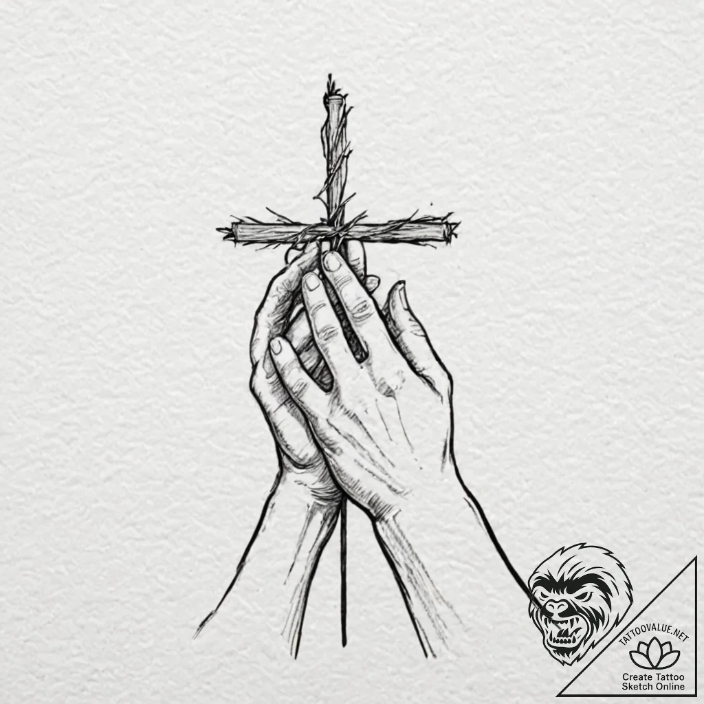 Puppet master's hands controlling a human sil... - tattoo sketch (№1752275091_0, 11.07.2025 23:04) — tattoovalue.net