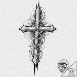 Old banner torn by wind, ink illustration for… – tattoo sketch (№1752275175_0, 11.07.2025 23:06) — tattoovalue.net