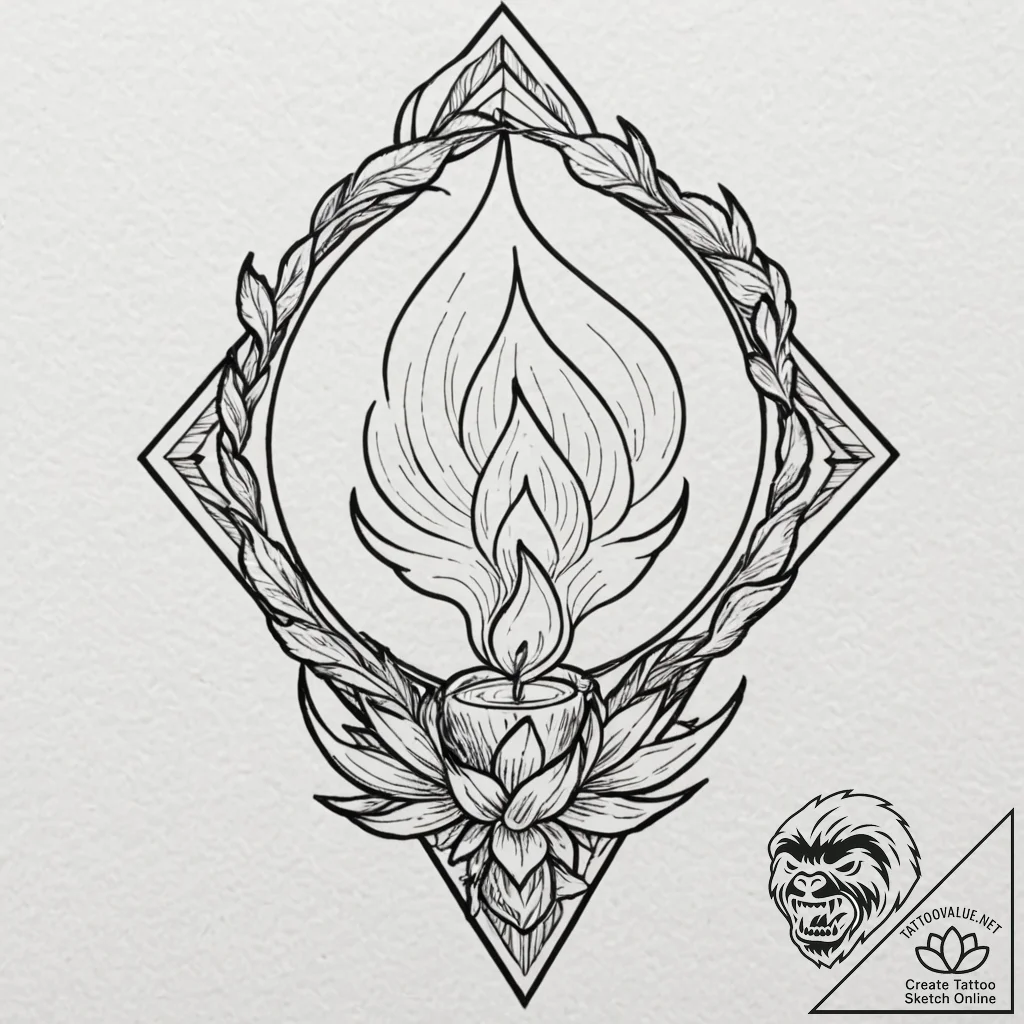 A single burning match, tattoo flash sheet de... - tattoo sketch (№1752275343_0, 11.07.2025 23:09) — tattoovalue.net
