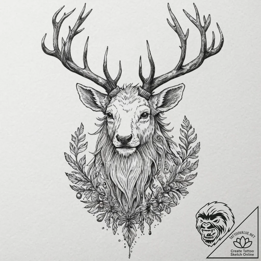 A slavic leshy (forest spirit), tattoo drawin... - tattoo sketch (№1752275427_0, 11.07.2025 23:10) — tattoovalue.net