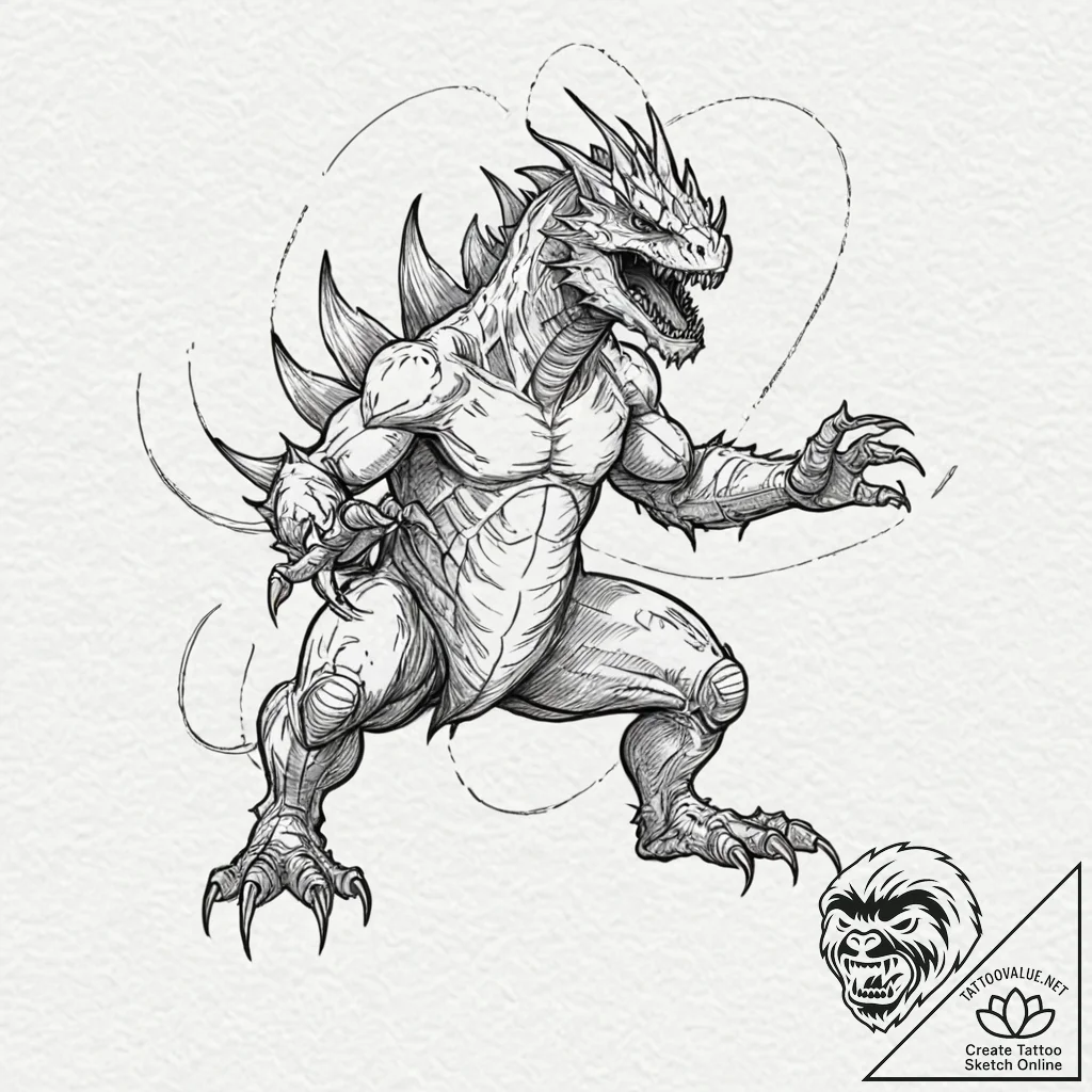 Kaiju claw tearing starlight, tattoo drawing... - tattoo sketch (№1752275847_0, 11.07.2025 23:17) — tattoovalue.net