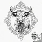 A classic bell on a cow, rural,, concept art… – tattoo sketch (№1752276019_0, 11.07.2025 23:20) — tattoovalue.net