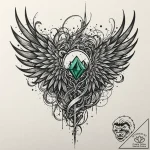Emerald wings beneath shattered sky, tattoo f… – tattoo sketch (№1752276103_0, 11.07.2025 23:21) — tattoovalue.net