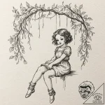 Porcelain doll hanging from vines, artistic t… – tattoo sketch (№1752276187_0, 11.07.2025 23:23) — tattoovalue.net
