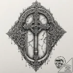 Crumbling key unlocking ancient door, tattoo… – tattoo sketch (№1752276271_0, 11.07.2025 23:24) — tattoovalue.net