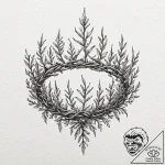 Ancient crown wrapped in barbed vines, tattoo… – tattoo sketch (№1752276355_0, 11.07.2025 23:25) — tattoovalue.net