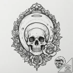 Bell jar containing a miniature, dying galaxy… – tattoo sketch (№1752276776_0, 11.07.2025 23:32) — tattoovalue.net
