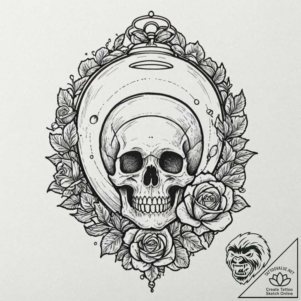 Bell jar containing a miniature, dying galaxy... - tattoo sketch (№1752276776_0, 11.07.2025 23:32) — tattoovalue.net
