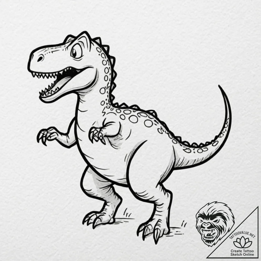 Internet browser error dinosaur, running, tat... - tattoo sketch (№1752277116_0, 11.07.2025 23:38) — tattoovalue.net
