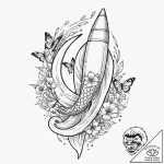 Payload fairing of a rocket, opening to relea… – tattoo sketch (№1752277285_0, 11.07.2025 23:41) — tattoovalue.net