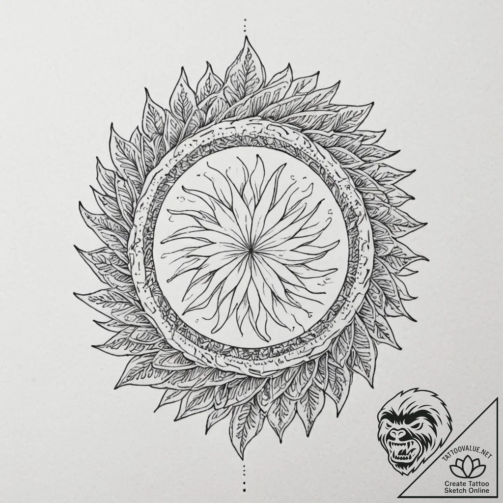 Etched spiral of celestial flame, artistic ta... - tattoo sketch (№1752278130_0, 11.07.2025 23:55) — tattoovalue.net