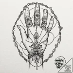Delicate hand chains (hand harness) made of s… – tattoo sketch (№1752278801_0, 12.07.2025 00:06) — tattoovalue.net