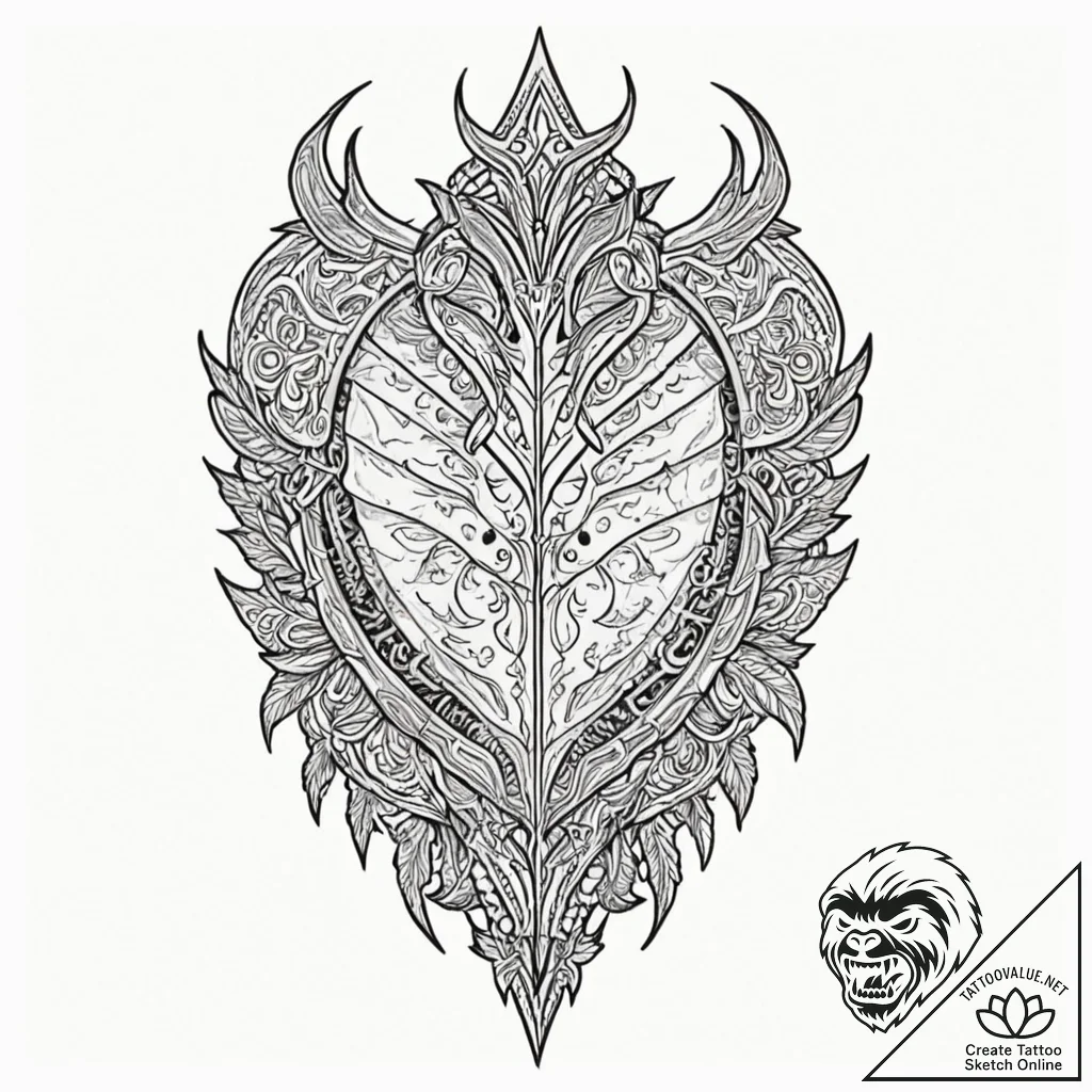 Plate armor cracked with runes, artistic tatt... - tattoo sketch (№1752279135_0, 12.07.2025 00:12) — tattoovalue.net