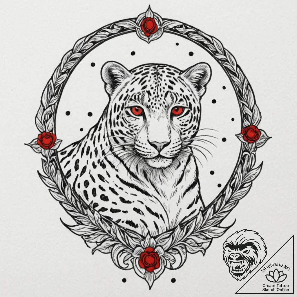 Leopard shadow stalking stars, tattoo flash s... - tattoo sketch (№1752279472_0, 12.07.2025 00:17) — tattoovalue.net