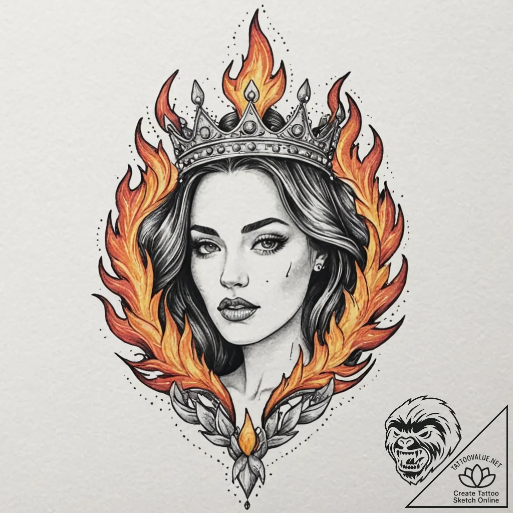 Kingр р†р вђљрівђћсћs crown devouring flame,... - tattoo sketch (№1752279976_0, 12.07.2025 00:26) — tattoovalue.net