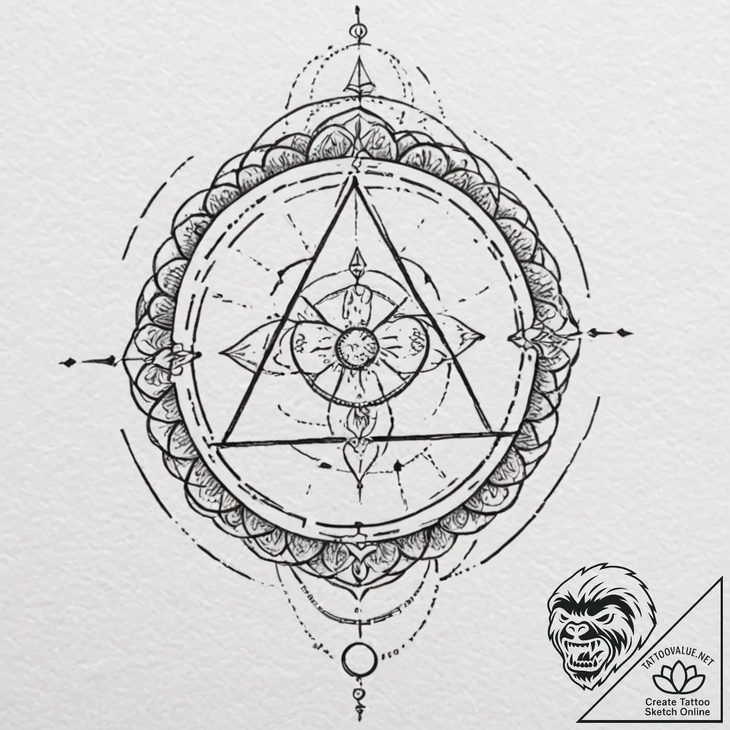 Witch sigil glowing beneath mist, tattoo flas... - tattoo sketch (№1752280977_0, 12.07.2025 00:42) — tattoovalue.net