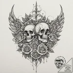 Jagged wings tearing through mist, concept ar… – tattoo sketch (№1752281310_0, 12.07.2025 00:48) — tattoovalue.net