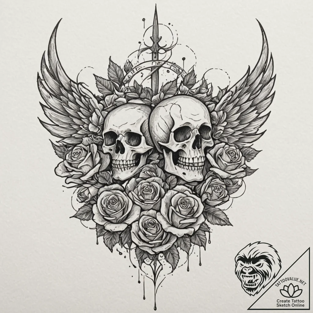 Jagged wings tearing through mist, concept ar... - tattoo sketch (№1752281310_0, 12.07.2025 00:48) — tattoovalue.net