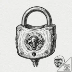 Key turning within bone lock, ink illustratio… – tattoo sketch (№1752281393_0, 12.07.2025 00:49) — tattoovalue.net