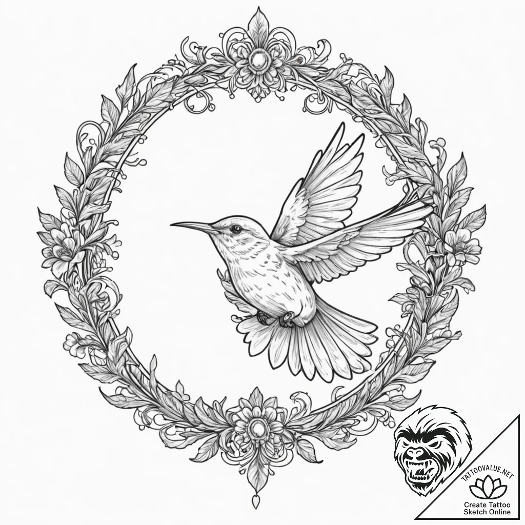A whimsical bird in hand in flight, hopeful,,... - tattoo sketch (№1752281479_0, 12.07.2025 00:51) — tattoovalue.net
