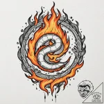 Flaming serpent through shattered mirror, tat… – tattoo sketch (№1752281727_0, 12.07.2025 00:55) — tattoovalue.net