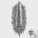 Obelisk covered in both ancient hieroglyphs a… – tattoo sketch (№1752281895_0, 12.07.2025 00:58) — tattoovalue.net