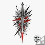 Dagger melting beneath stars, tattoo line art… – tattoo sketch (№1752282228_0, 12.07.2025 01:03) — tattoovalue.net