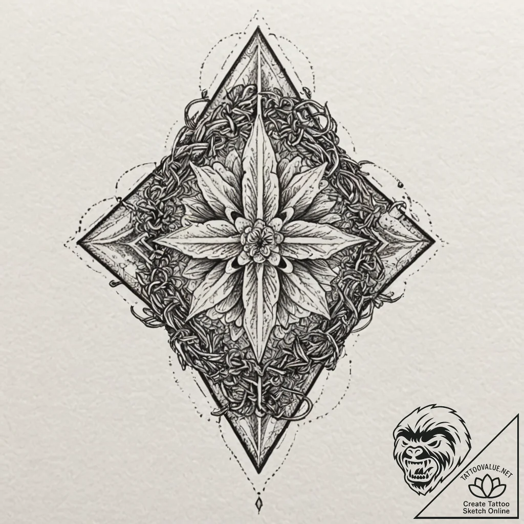 Nether vines gripping relic, artistic tattoo... - tattoo sketch (№1752282311_0, 12.07.2025 01:05) — tattoovalue.net
