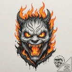 Raging wildfire consuming a forest, with a fi… – tattoo sketch (№1752282564_0, 12.07.2025 01:09) — tattoovalue.net