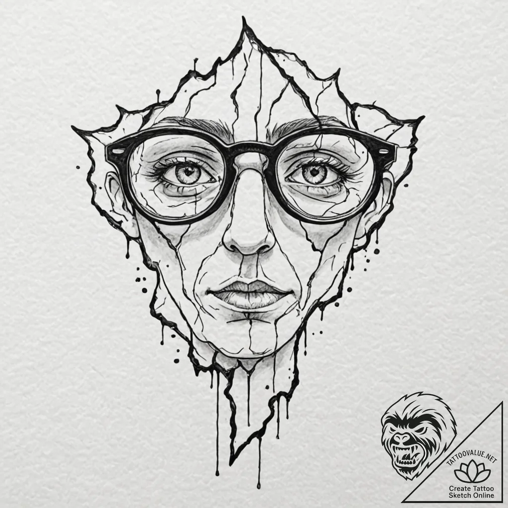 A detailed broken spectacles, sight,, tattoo... - tattoo sketch (№1752283688_0, 12.07.2025 01:28) — tattoovalue.net