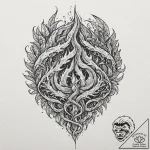 Jungle relic devouring celestial flame, ink i… – tattoo sketch (№1752284162_0, 12.07.2025 01:36) — tattoovalue.net