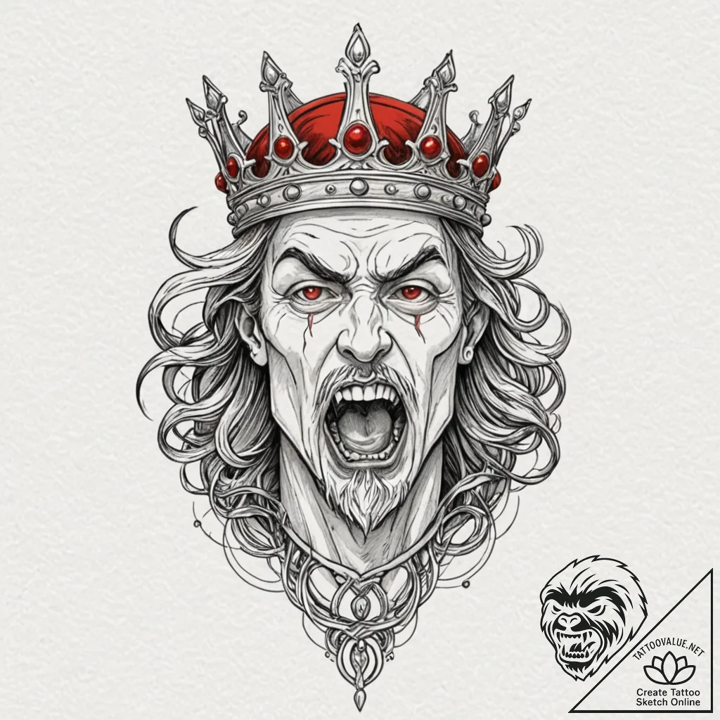 Razor-edged crown devouring light, concept ar... - tattoo sketch (№1752284586_0, 12.07.2025 01:43) — tattoovalue.net