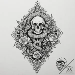 Gleaming serpent through obsidian spire, tatt… – tattoo sketch (№1752284669_0, 12.07.2025 01:44) — tattoovalue.net