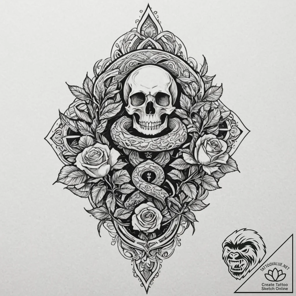 Gleaming serpent through obsidian spire, tatt... - tattoo sketch (№1752284669_0, 12.07.2025 01:44) — tattoovalue.net