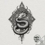 Ghost serpent crowned with starlight, artisti… – tattoo sketch (№1752285087_0, 12.07.2025 01:51) — tattoovalue.net