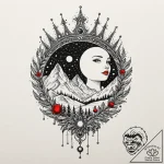 Frozen crown beneath spectral moon, artistic… – tattoo sketch (№1752285339_0, 12.07.2025 01:55) — tattoovalue.net