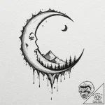 Broken moon with jagged edge, artistic tattoo… – tattoo sketch (№1752285423_0, 12.07.2025 01:57) — tattoovalue.net