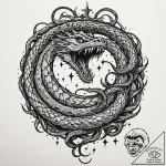 Shadow serpent devouring stars, artistic tatt… – tattoo sketch (№1752286174_0, 12.07.2025 02:09) — tattoovalue.net
