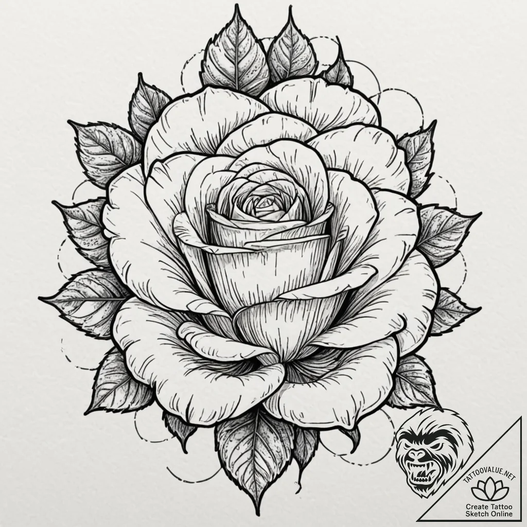 Clawed rose blooming from stone, tattoo sketc... - tattoo sketch (№1752286928_0, 12.07.2025 02:22) — tattoovalue.net