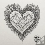 Runestone heart beneath spectral bloom, ink i… – tattoo sketch (№1752287259_0, 12.07.2025 02:27) — tattoovalue.net