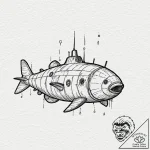 Deep-sea submersible discovering a colossal,… – tattoo sketch (№1752287428_0, 12.07.2025 02:30) — tattoovalue.net