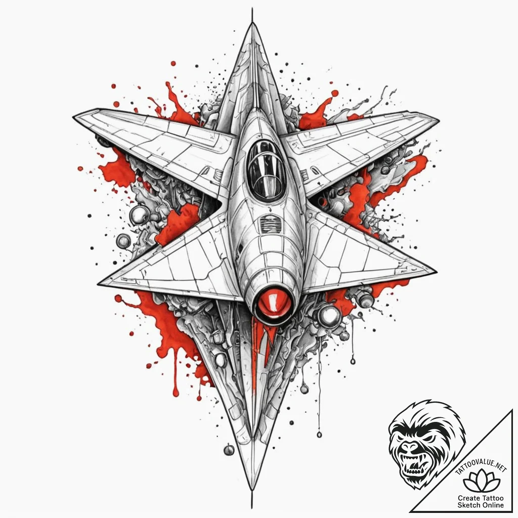 Spaceship blueprint, artistic tattoo sketch,... - tattoo sketch (№1752287678_0, 12.07.2025 02:34) — tattoovalue.net