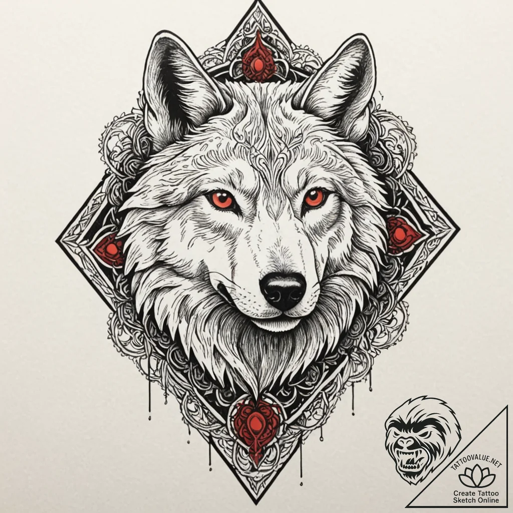 Shadow of a wolf cast by a sheep, artistic ta... - tattoo sketch (№1752287845_0, 12.07.2025 02:37) — tattoovalue.net