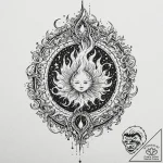 Hollow relic devouring celestial flame, ink i… – tattoo sketch (№1752289522_0, 12.07.2025 03:05) — tattoovalue.net