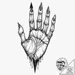 Barbed arrow through skeletal hand, tattoo fl… – tattoo sketch (№1752289606_0, 12.07.2025 03:06) — tattoovalue.net
