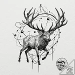Atomic stag charging through virtual field, i… – tattoo sketch (№1752290442_0, 12.07.2025 03:20) — tattoovalue.net