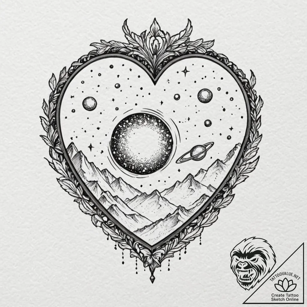 Locket opening to reveal a miniature, moving... - tattoo sketch (№1752290526_0, 12.07.2025 03:22) — tattoovalue.net