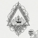 Penrose triangle intertwined with thorny vine… – tattoo sketch (№1752290610_0, 12.07.2025 03:23) — tattoovalue.net